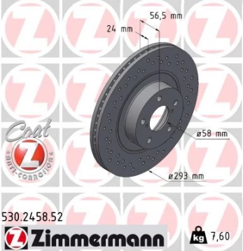 Stabdžių diskas ZIMMERMANN 530.2458.52