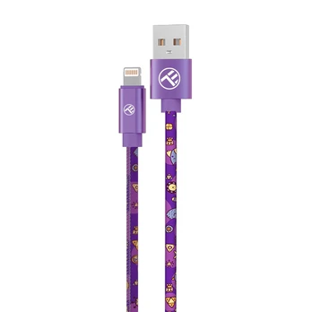 Kabelis Tellur Graffiti, Lightning/USB, 1 m, violetinė