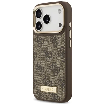 Case Guess 4G Logo Plate MagSafe for iPhone 18 Pro / 17 Pro brown
