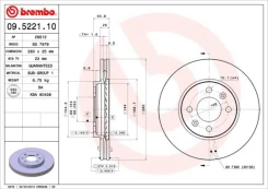 Stabdžių diskas BREMBO 09.5221.10 kaina