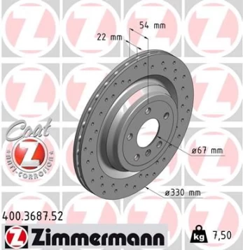 Stabdžių diskas ZIMMERMANN 400.3687.52