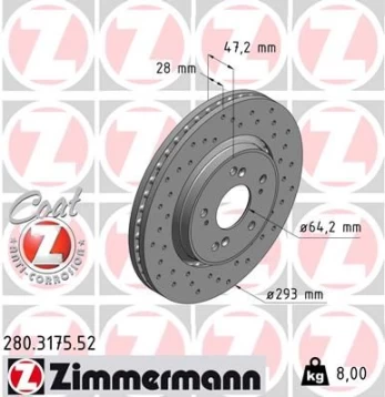 Stabdžių diskas ZIMMERMANN 280.3175.52