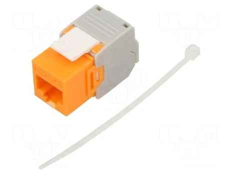 RJ45 module | Keystone | orange | on cable | Cat 6a | RJ45 socket | 8p8c