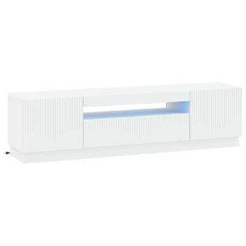LED televizoriaus spintelė Balta Apdirbta mediena