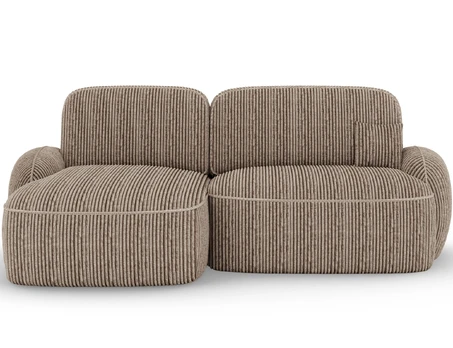 Tesalia corner sofa with sleeping function and storage compartment, beige velvet, left-hand side, Modern, Light Brown