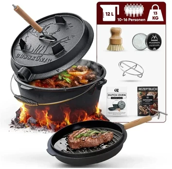 Gusskönig Eingebrannter Dutch Oven Set 12L be Füße
