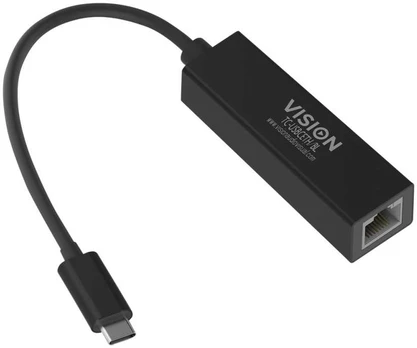 Adapteris USB Vision USB-C - RJ-45 Juodas (TC-USBCETH/BL)