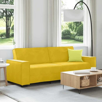Trivietė sofa, geltona, 220x78x84 cm, aksomas