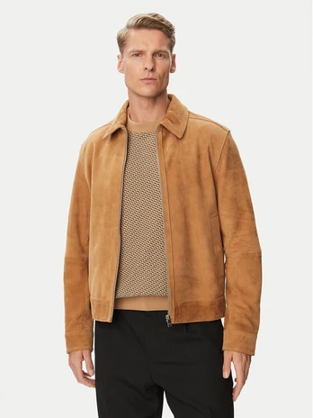 BOSS Odinė striukė H-Malbano7 50563869 Tamsiai smėlinė Regular Fit