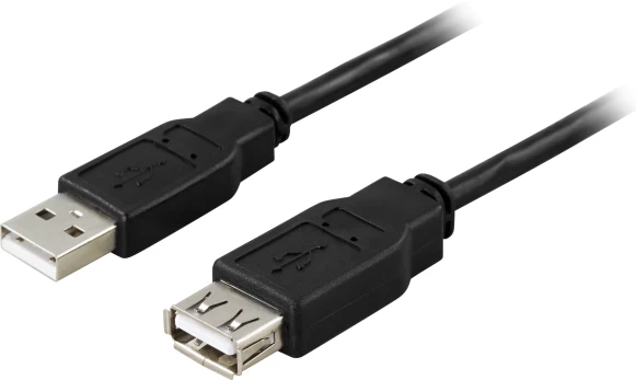 DELTACO USB 2.0 laidas, A tipo ha - A tipo ho 3m, juodasUSB prailginimo laidas.