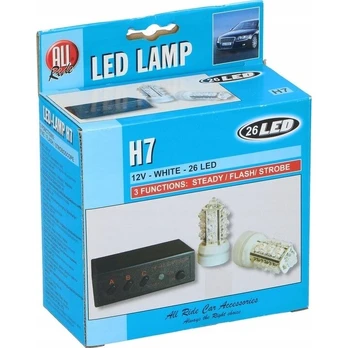 ALL RIDE lemputės 12 V, 26 LED, H7, balta, 2 vnt
