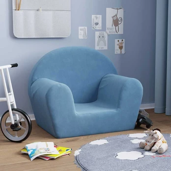 Vaikiška sofa-lova ir sofa, dvivietė, minkštas pliušas : Modelis - Kėdė, Spalva - Mėlyna