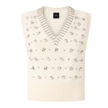 Palaidinės moterims, Balta, Wool blend vest