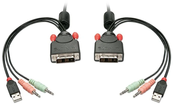 Lindy DVI KVM Switch 2 Port Compact USB 2 Audio USB 2 Audio/Mic. - 42341
