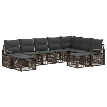 Sodo Sofų Rinkinys 9 pcs Pilka poliratanas