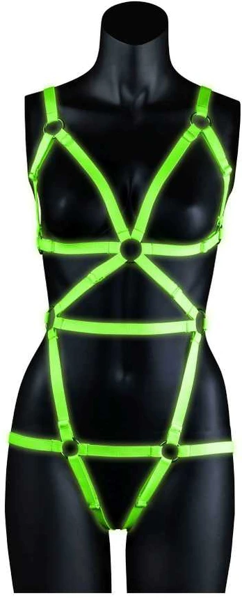 Ouch! Full Body Harness - GitD - Neon Žalias/Juodas - S/M