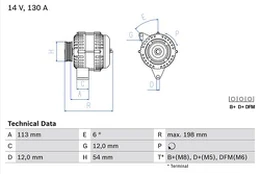 BOSCH 0 986 049 000 Kintamosios srovės generatorius
