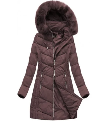 LONG QUILTED JACKET BURGUNDY (7689) striukė