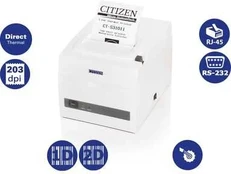 Citizen Thermal spausdintuvas; Serial + USB interfaces, integrated PSU, Pure Baltas