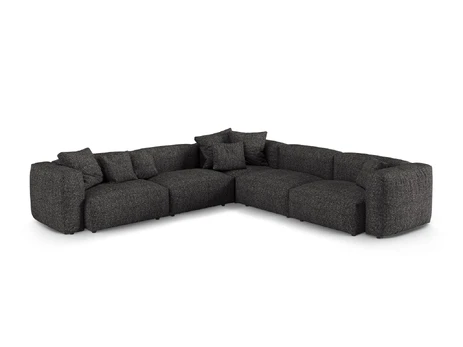 Boucle modular symmetrical corner sofa, "Martina", 5 Seats, 330x330x75, Anthracite