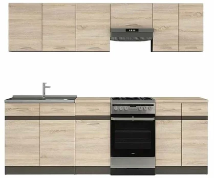 Virtuvės baldų komplektas Junona Line, rudas, 2.3 m