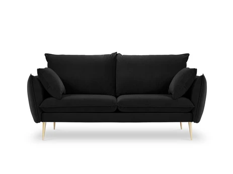 Dvivietė aksominė sofa Milo Casa Elio, juoda/auksinės spalvos