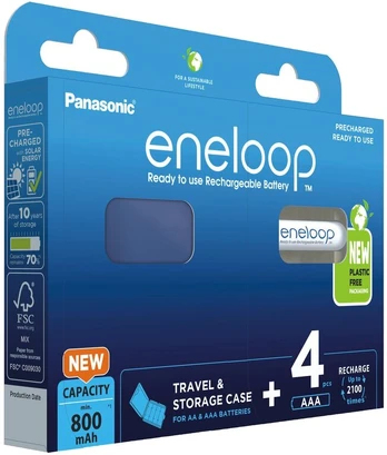 Įkraunamos baterijos Panasonic ENELOOP BK-4MCDEC4BE, 800 mAh, 2100 (4xAAA)