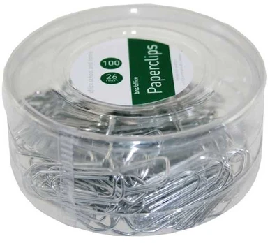 BNT Papirclips 26mm sølv pakke a 100 stk