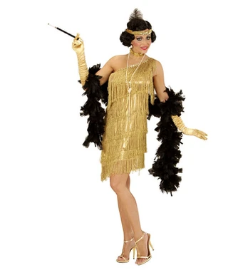 „FLAPPER“ (suknelė, kaklo papuošalas, galvos juosta su plunksna)