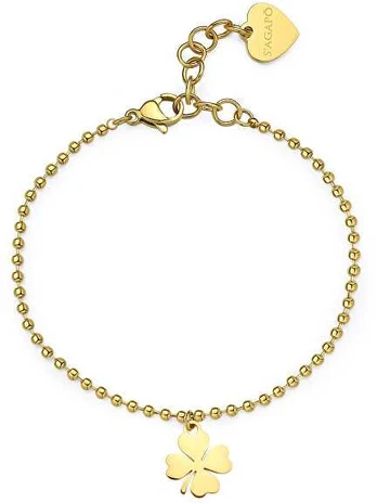 Sagapo Popular auksinis-plated bracelet with four-leaf clover Smile SSM016