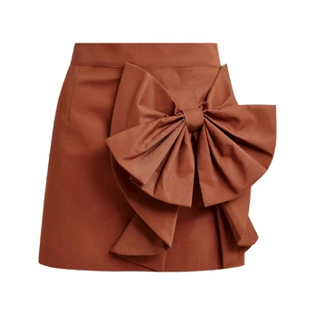 Mini sijonas moterims, Ruda, 2 3d bow miniskirt