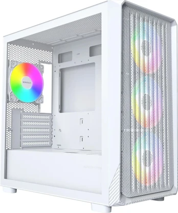 Montech X5M PC-Gehäuse, Midi-Tower, Micro-ATX, ARGB, Tempered Glass - baltas