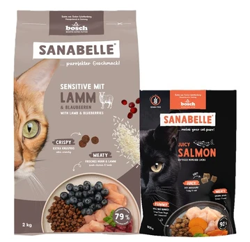 Sanabelle Life Sensitive ėriena 2kg + sultinga lašiša 800g