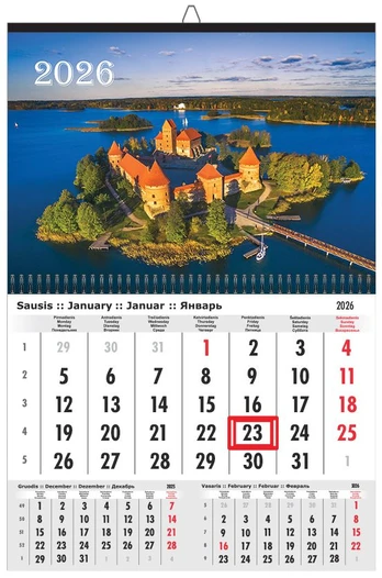 2026 metų pakabinamas kalendorius „Trakai“