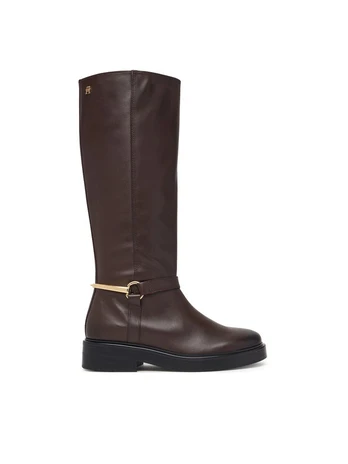Tommy Hilfiger Jojikų batai Th Stud Leather Knee Riding Boot FW0FW09608 Ruda
