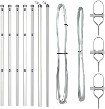 Aptvarų Stulpai 7 vnt Ø32 mm 120 cm Cinkuotas Plienas