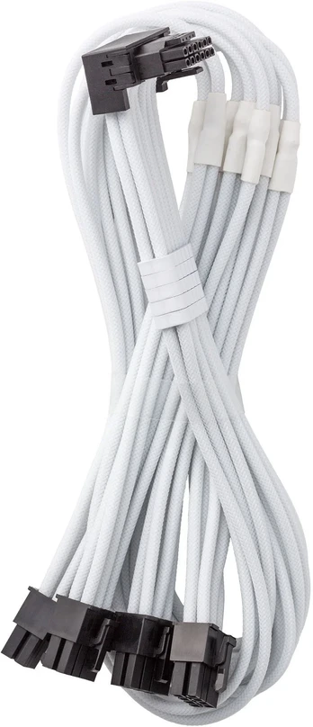 CableMod C-Series Pro – B variantas, 90°, 16 kontaktų į 4x 8 kontaktų PCIe, baltas