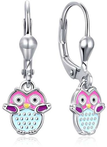 Moiss Sidabrinis dangle earrings for girls Owls E0003771