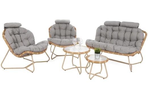 Lauko baldų komplektas Palermo Round, Beige / Light Grey
