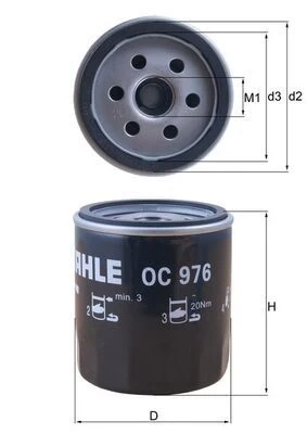 Alyvos filtras MAHLE OC976