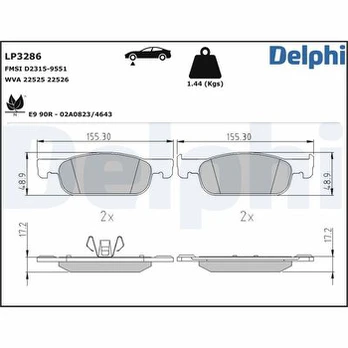 DELPHI LP3286 Brake pad set