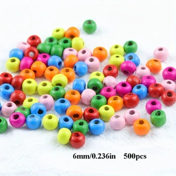 Mediniai karoliukai, 6mm-500pcs