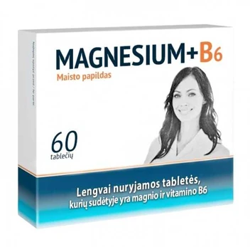 Maisto papildas Magnis + vitaminas B6, 60 tablečių