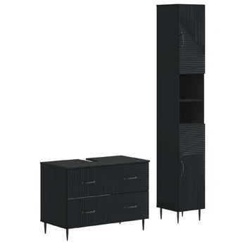 2 dalių vonios spintelių rinkinys HAARLEM Juoda