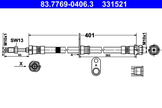ATE 83.7769-0406.3 Brake hose