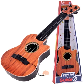 Vaikiška 4 stygų gitara su mediatoriumi, ruda