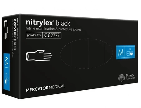 Juodos nitrilo pirštinės Mercator Nitrylex Basic XL dydis 100 vnt.