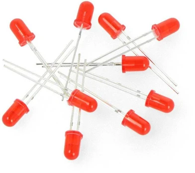 5mm raudonai mirksintis LED - 10vnt