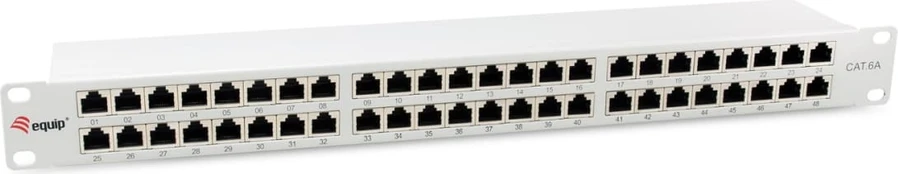 Equip Patchpanel 48x RJ45 Cat6A 19 FTP 1HE Premium hellgrau