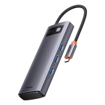 Hub 6in1 Baseus Metal Gleam Series, USB-C to 3x USB 3.0 + USB-C PD + microSD/SD